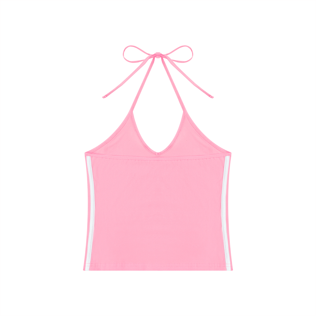 Women's Color Block Halter Crop Tank Top