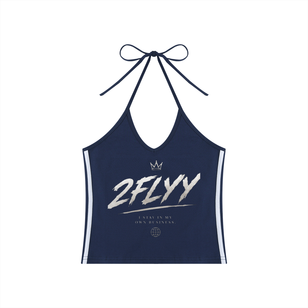 Women's Color Block Halter Crop Tank Top